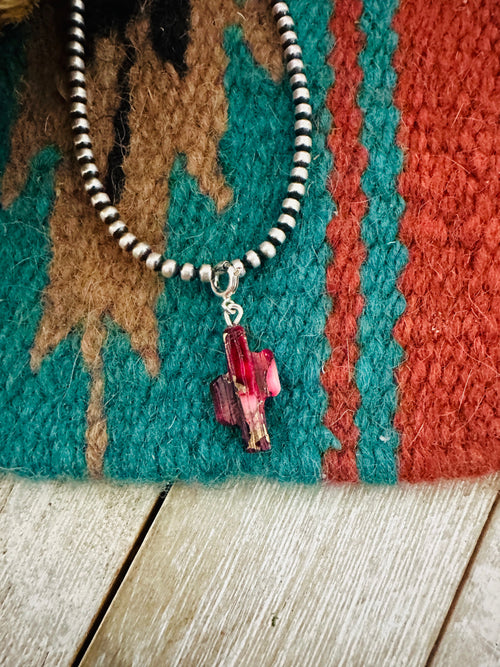 Navajo Hand Carved Rose Dahlia Saguaro Cactus Charm