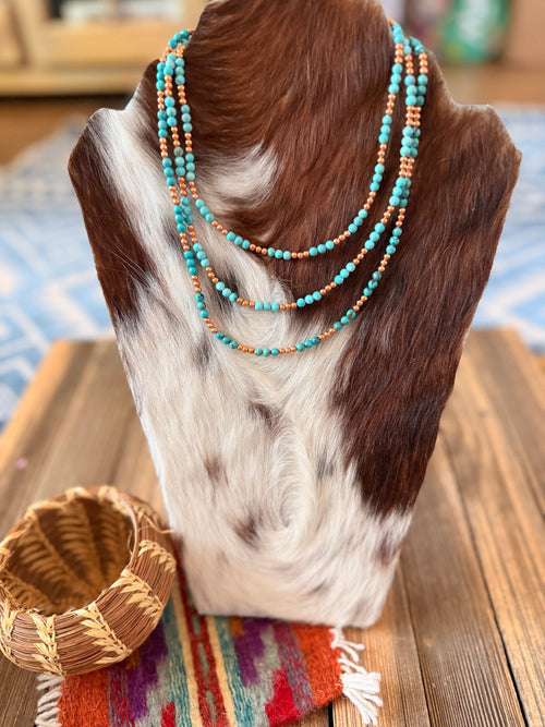 Handcrafted Turquoise & Copper Beaded Necklace