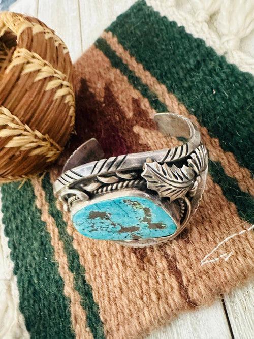 Old Pawn Navajo Turquoise & Sterling Silver Cuff Bracelet