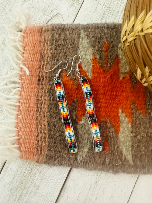 Navajo Handmade Multicolor Beaded Dangle Earrings