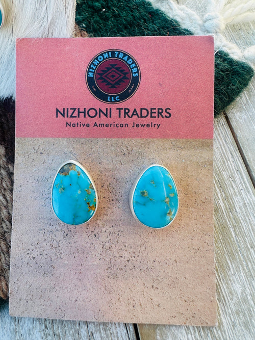 Handcrafted Turquoise & Sterling Silver Beaded Necklace and Earring Set