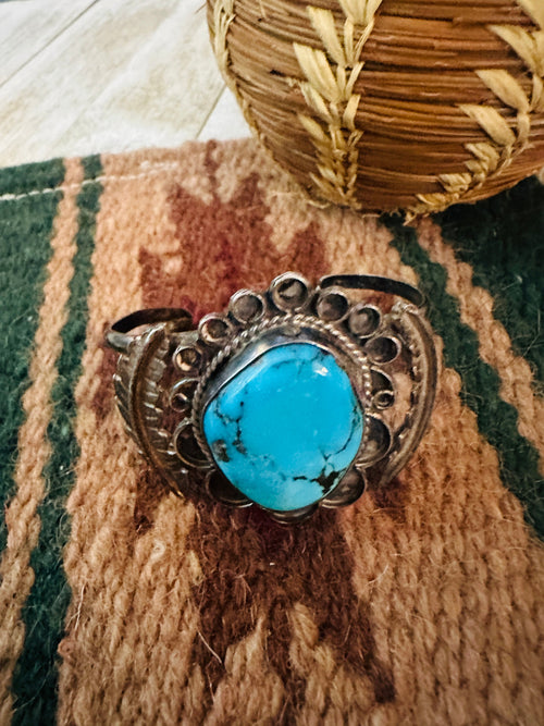 Old Pawn Navajo Turquoise & Sterling Silver Cuff Bracelet