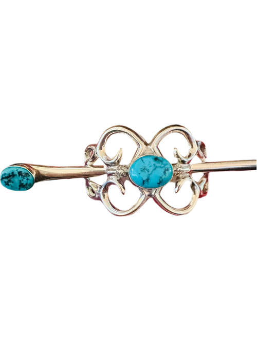 Old Pawn Navajo Turquoise & Sterling Silver Hair Pin