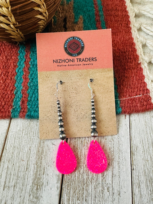 Summer Lovin’ Navajo Sterling Silver Pearl Beaded Opal Teardrop Dangle Earrings