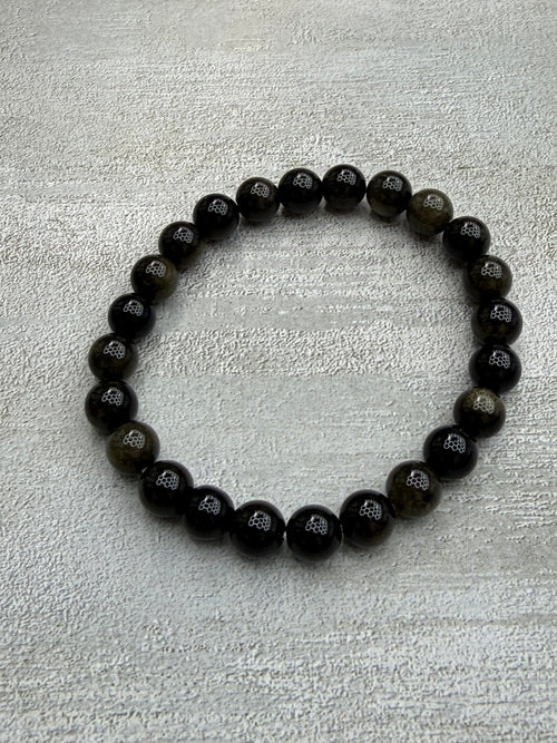 Black Banded Agate 6mm beaded stretch bracelet