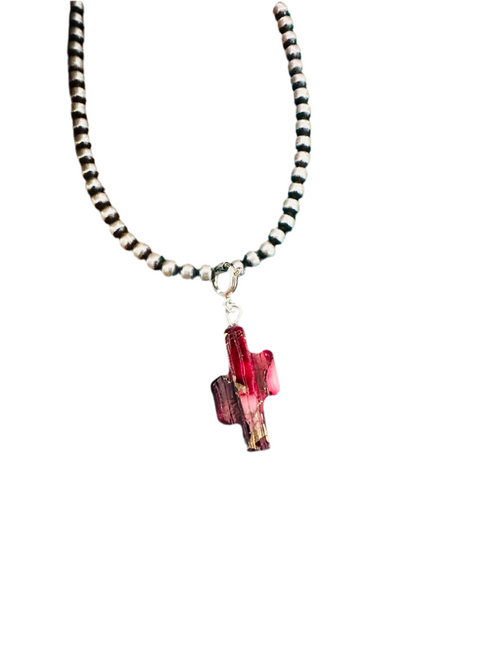 Navajo Hand Carved Rose Dahlia Saguaro Cactus Charm