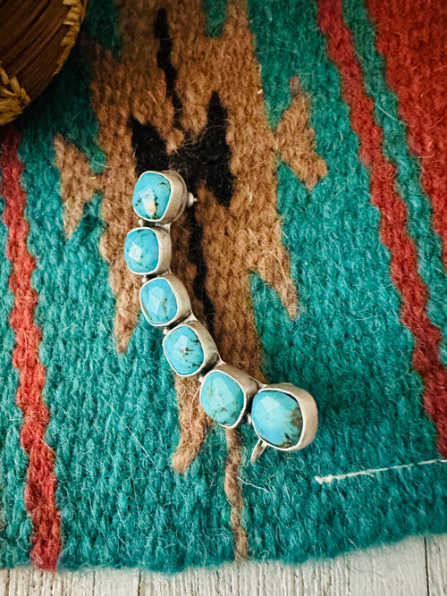 Navajo Sterling Silver & Turquoise Ear Cuff Signed