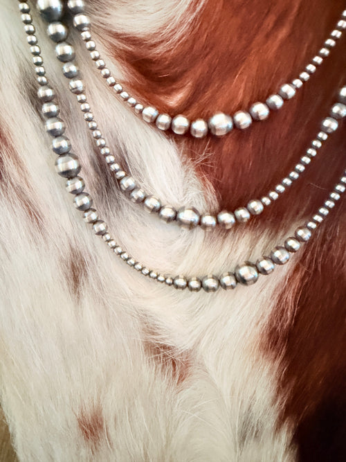 Handcrafted Sterling Silver Pearl Beaded Necklace