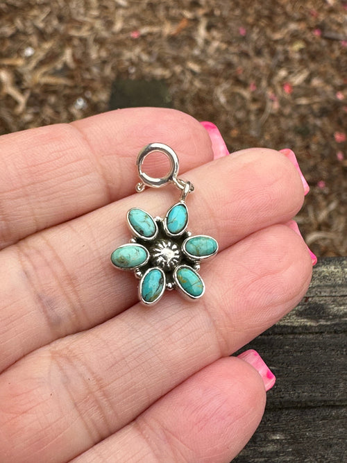 Sterling Silver and Turquoise Star Flower Charm