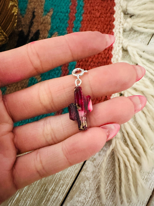 Navajo Hand Carved Rose Dahlia Saguaro Cactus Charm