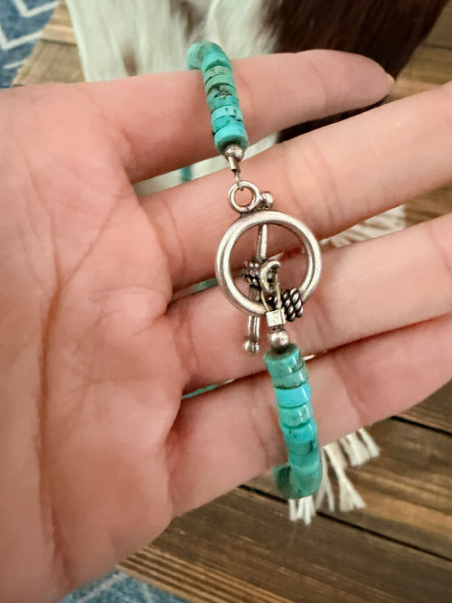 Old Pawn Handcrafted Turquoise Beaded 16” Necklace