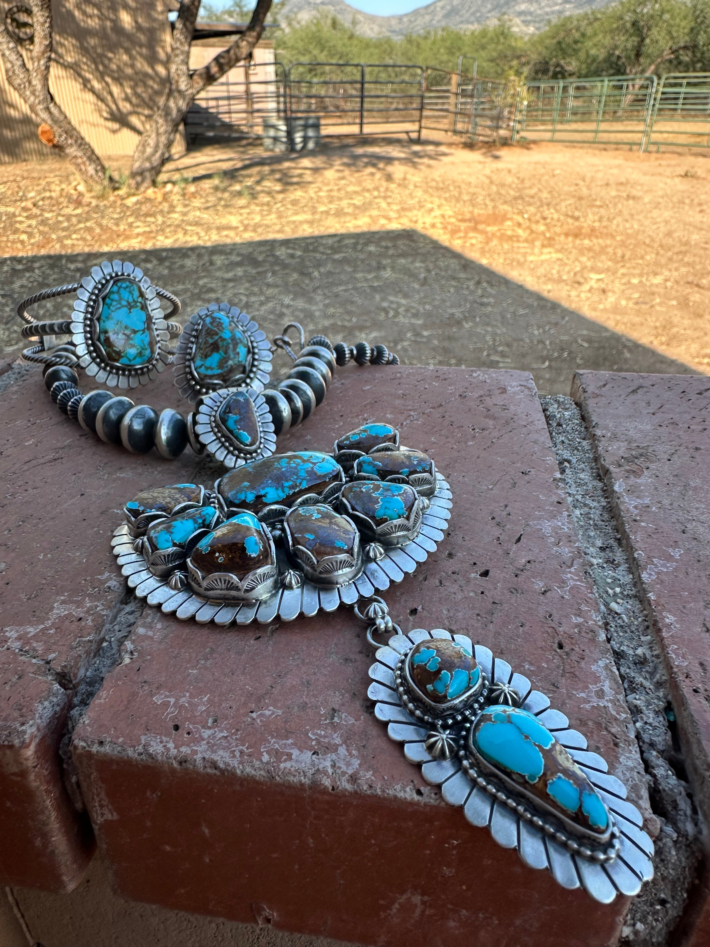 Charles Johnson Navajo Number 8 Turquoise & Sterling Silver