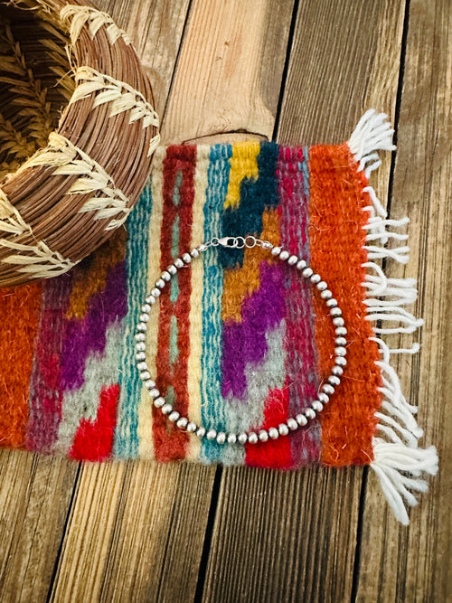 Handcrafted 3mm Sterling Silver Pearl Beaded Bracelet