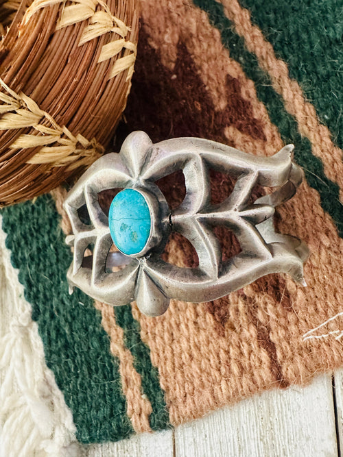 Old Pawn Navajo Turquoise & Sterling Silver Cuff Bracelet
