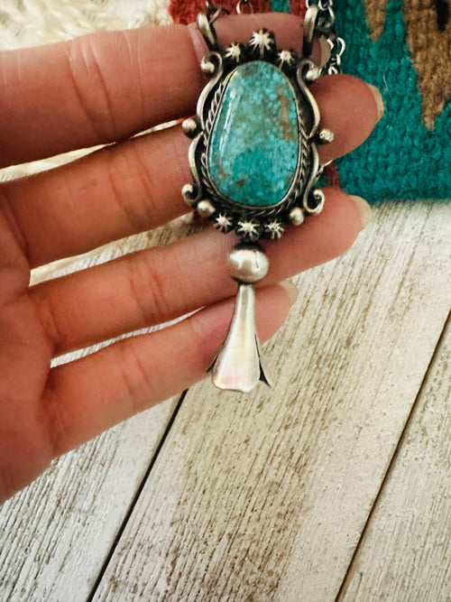 Navajo Sterling Silver & Turquoise Blossom Necklace