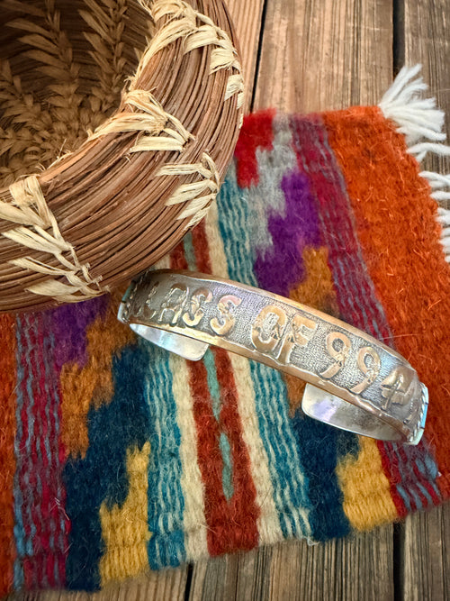 Handcrafted Old Pawn Gold Plated Sterling Silver, Opal & Turquoise Class of 99 Cuff Bracelet