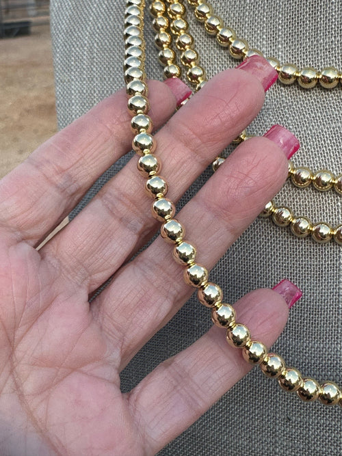 Navajo 14kt Gold Overlay & Sterling Silver Beaded 6mm Necklace