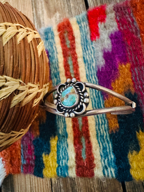 Handcrafted Old Pawn Sterling Silver & Turquoise Cuff Bracelet
