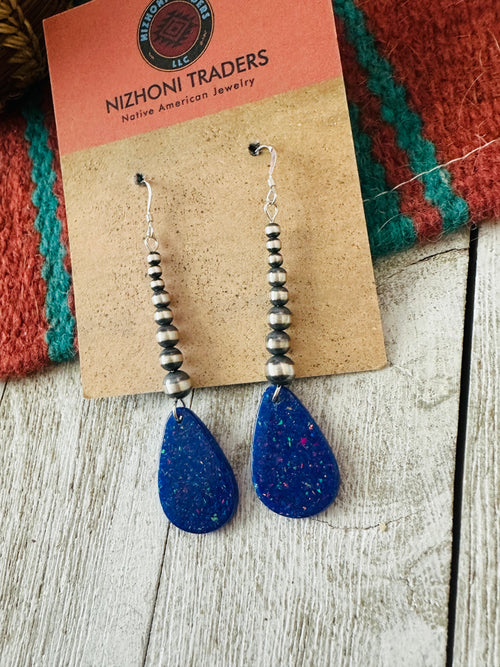 Summer Lovin’ Navajo Sterling Silver Pearl Beaded Opal Teardrop Dangle Earrings