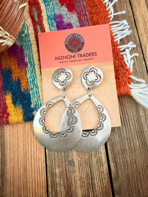 Handcrafted Old Pawn Sterling Silver Dangle Earrings