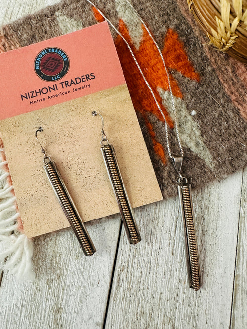 Vintage Old Pawn Navajo Copper & Sterling Silver Necklace Set