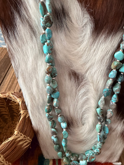 Handcrafted Turquoise & Heishi Beaded 28” Necklace