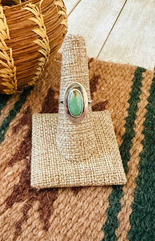 Old Pawn Navajo Sterling Silver & Turquoise Ring Size 7.75