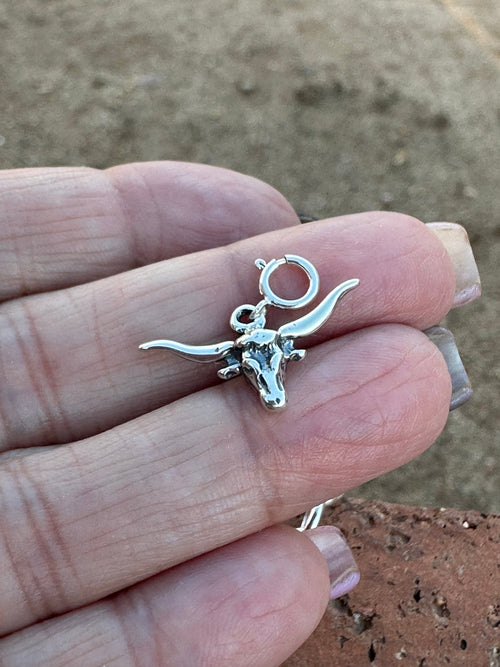 Navajo Crafted Sterling Silver Steer Head Charm