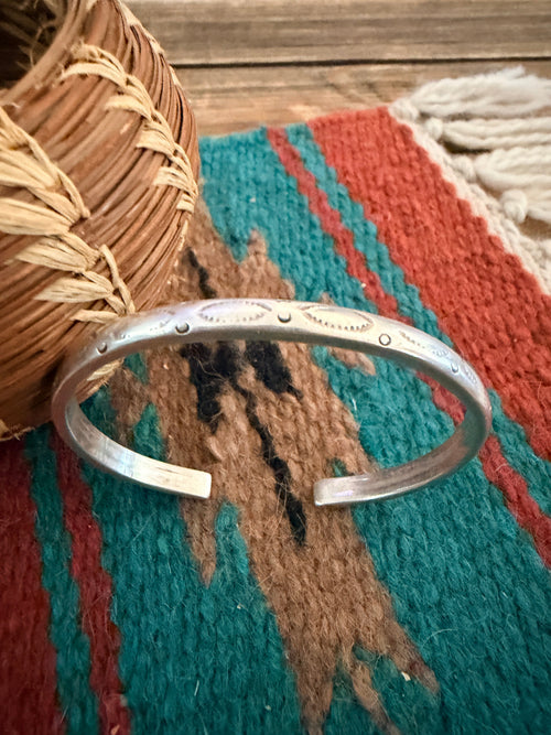 Handcrafted Old Pawn Sterling Silver Cuff Bracelet