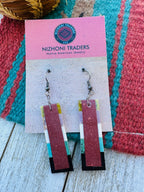 Handcrafted Old Pawn Multi Stone Inlay Dangle Earrings