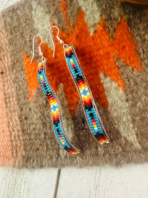 Navajo Handmade Multicolor Beaded Dangle Earrings