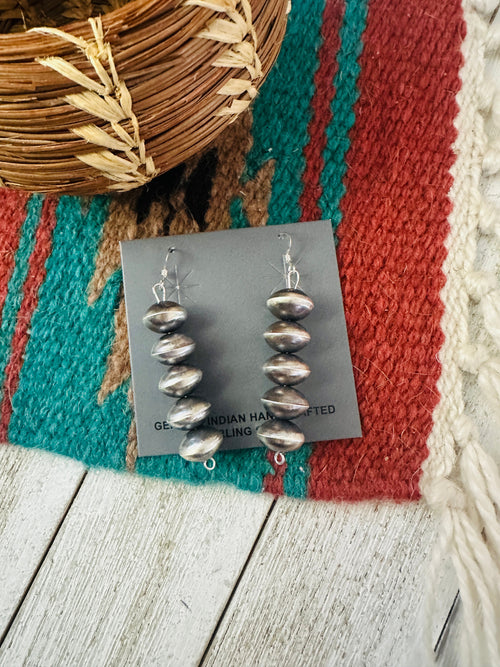 Navajo Sterling Silver Pearl Beaded Dangle Earrings