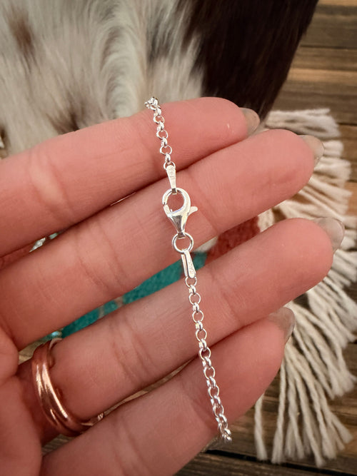Handmade Sterling Silver & Turquoise Beaded Necklace