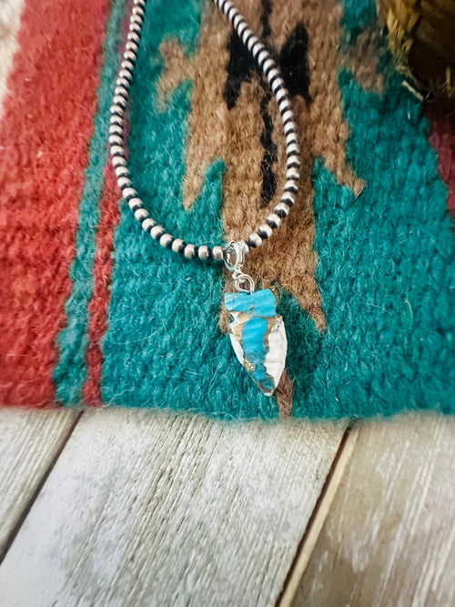 Navajo Hand Carved Blue Mojave Arrowhead Charm