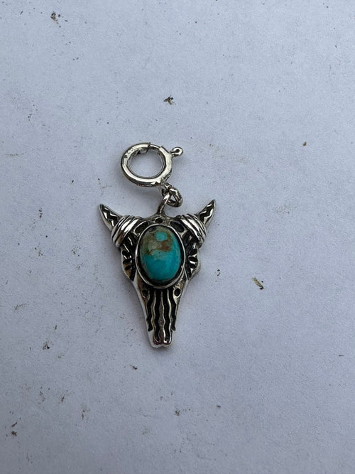 Sterling Silver and Turquoise Steer Head Charm