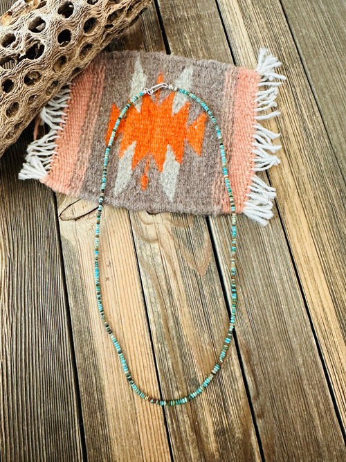 Navajo Turquoise and Sterling Silver Beaded Necklace 20”