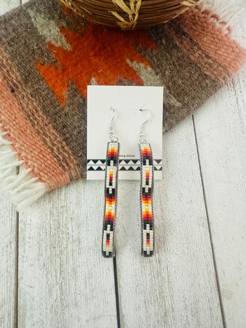 Navajo Handmade Multicolor Beaded Dangle Earrings