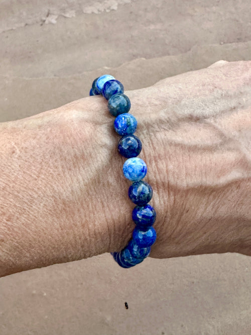 Lapis Beaded Stretch Bracelet 7mm