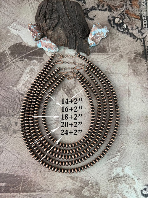 Handmade Copper Beaded 8MM Saucer Necklace