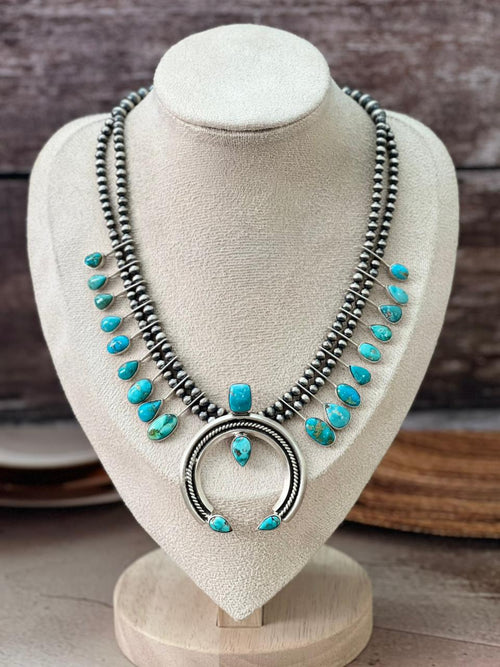 Handmade Sterling Silver Multi Stone Naja Beaded Necklace "Signed Nizhoni"
