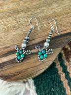 Handmade Sterling Silver Blue Kingman Turquoise Hook Dangle Beaded Earrings