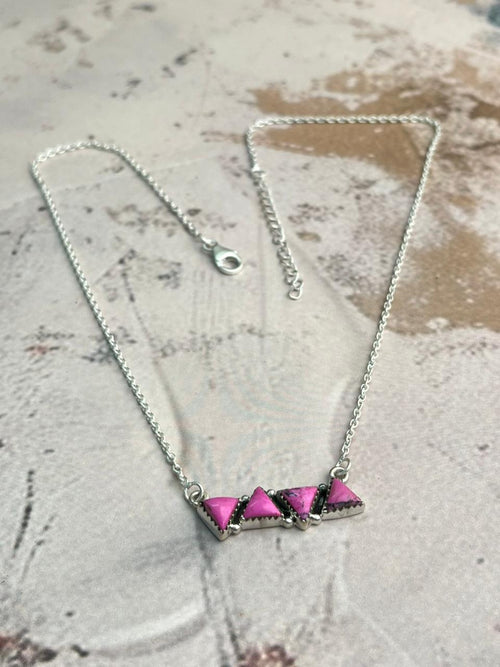 Handmade Sterling Silver Beaded Cherry Blossom Necklace "Signed Nizhoni"