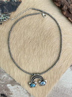 Handmade Sterling Silver Golden Hills Turquoise Beaded Necklace "Signed Nizhoni"