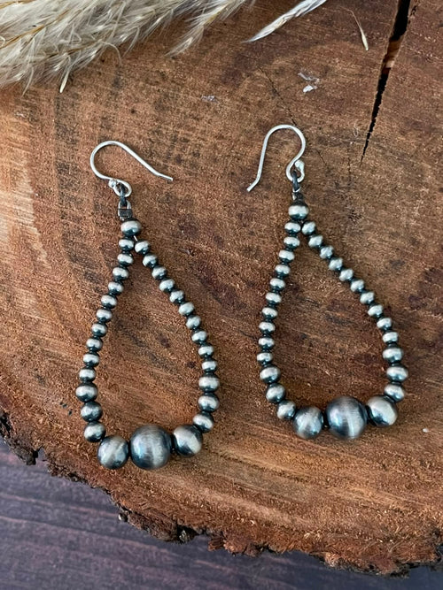 Handmade Sterling Silver Hook Dangle Beaded Earrings