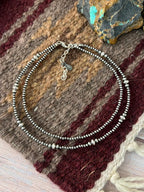 Handmade Sterling Silver Double Strand Beaded Anklet "Signed Nizhoni"