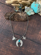 Handmade Sterling Silver Kingman Turquoise NFR Collection: Naja Beaded Necklace Signed Nizhoni