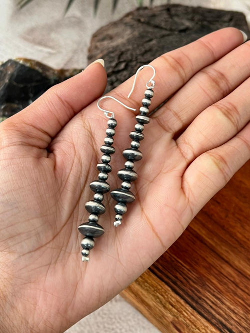 Handmade Sterling Silver Hook Dangle Beaded Earrings