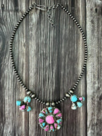 Handmade Sterling Silver Cotton Candy Beaded Necklace "Signed Nizhoni"
