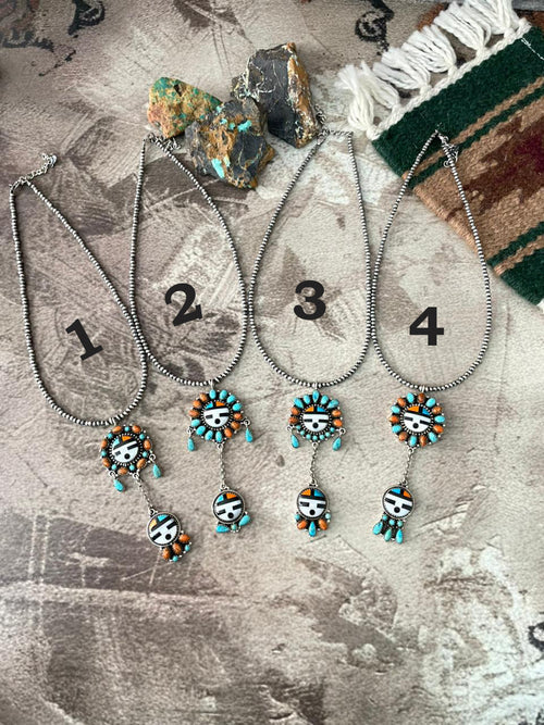 Handmade Sterling Silver Turquoise and MOP Beaded Necklace "Signed Nizhoni"