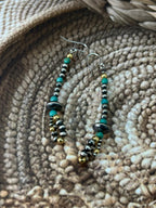 Handmade Sterling Silver Kingman Turquoise Hook Dangle Beaded Earrings
